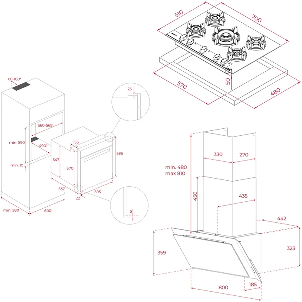 Teka Infinity G1 Mat Siyah Ankastre Set (Ocak+Fırın+Davlumbaz) 2