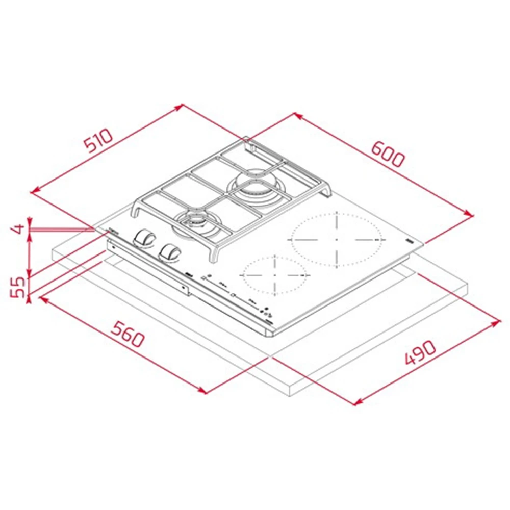 Teka JZC 64322 ABC BK (E4) 60 cm Siyah Camlı İndüksiyonlu + Gazlı Hibrit Ocak 2
