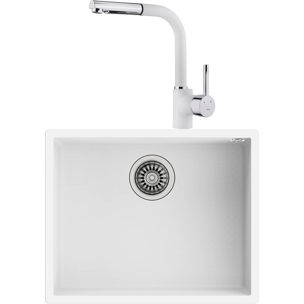 Teka Square 50.40 TG Tezgahaltı Tegranite Eviye + ARK 938 Armatür Seti (Beyaz)