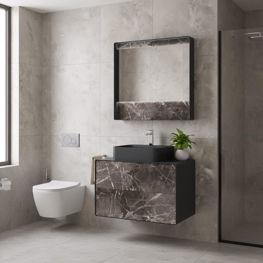 Kale Edge 80 Cm Antrasit-Mocha Perla Banyo Dolabı Takımı (Lavabo Hariç) 2