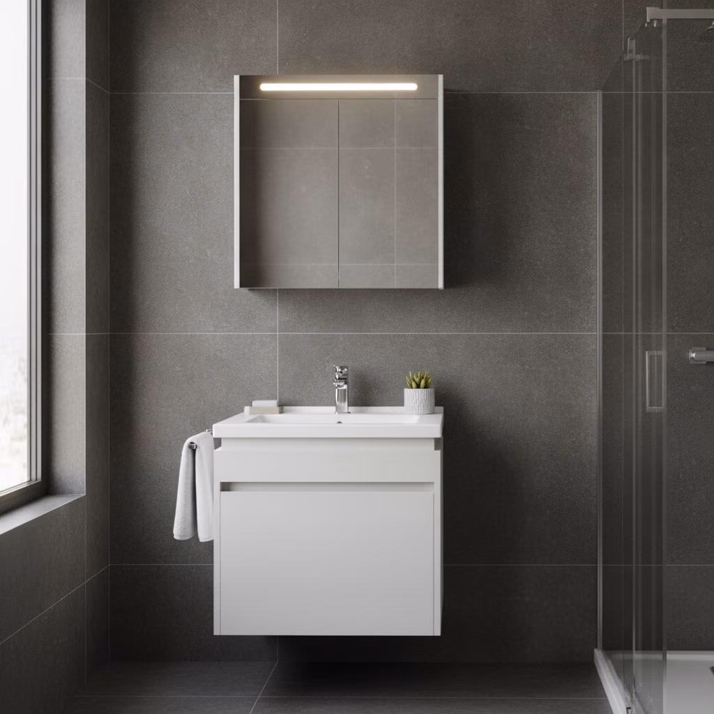 Kale Idea 2.0 65 Cm Parlak Beyaz Tek Çekmeceli Banyo Dolabı Takımı 610100200486 2