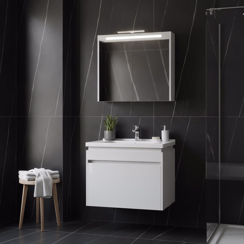 Kale Idea 2.0 80 Cm Parlak Beyaz Tek Çekmeceli Banyo Dolabı Takımı 610100200490 2