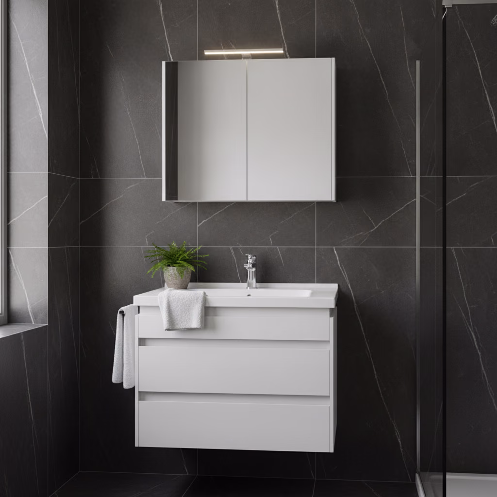 Kale Idea 2.0 80 Cm Parlak Beyaz Çift Çekmeceli Banyo Dolabı Takımı 610100200514 2
