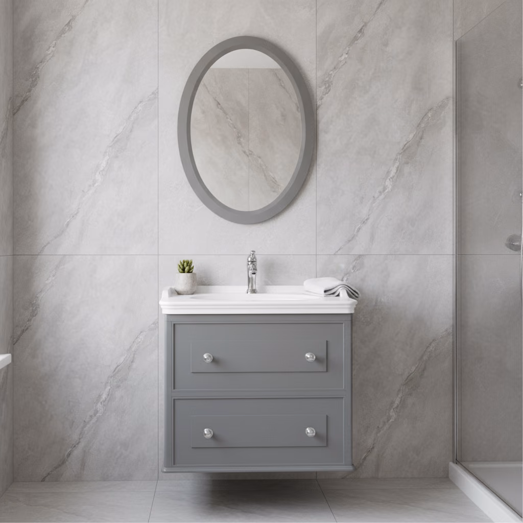 Kale Miro 100 Cm Mat Gri Banyo Dolabı Takımı 2