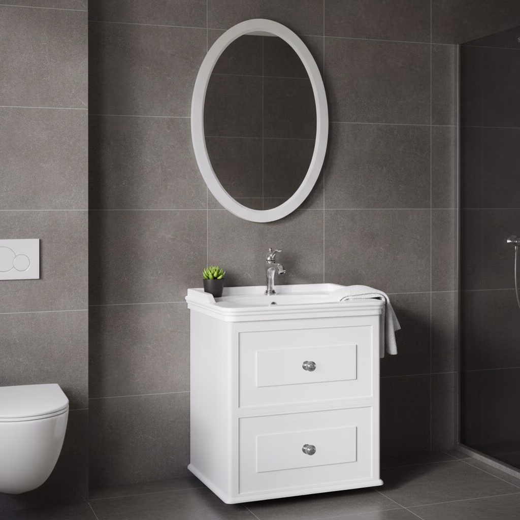 Kale Miro 65 Cm Mat Beyaz Banyo Dolabı Takımı 2