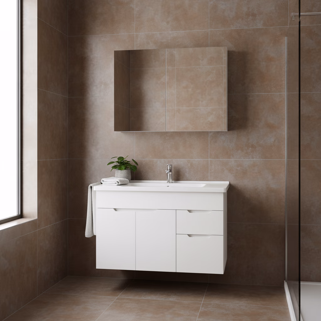 Kale Stora 100 Cm Parlak Beyaz Banyo Dolabı Takımı 610100200916 2