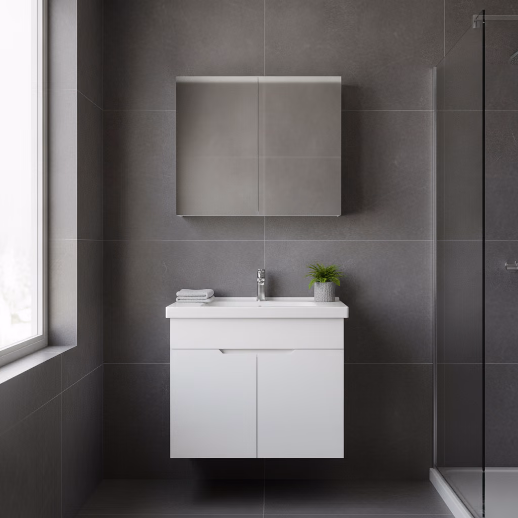 Kale Stora 80 Cm Parlak Beyaz Banyo Dolabı Takımı 610100200914 2