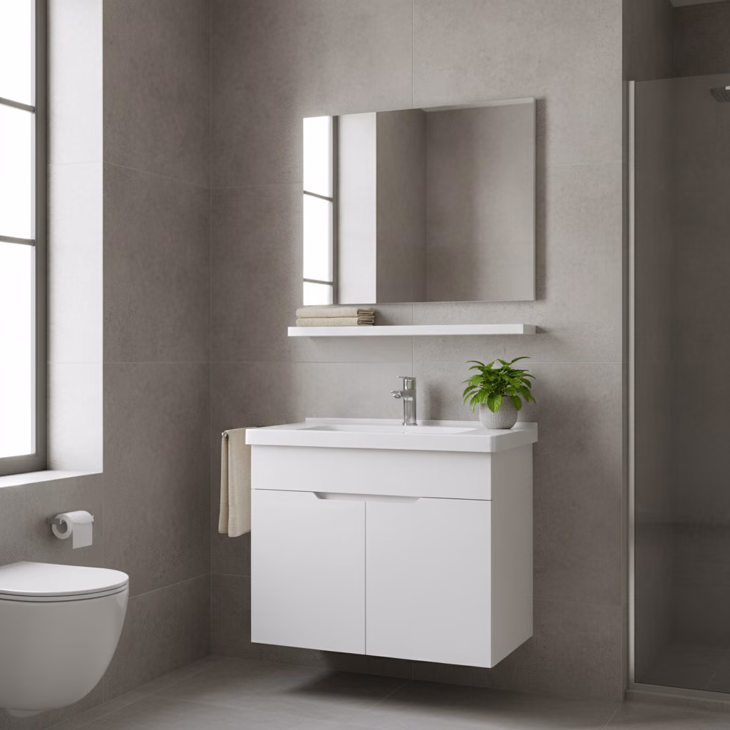 Kale Stora 80 Cm Parlak Beyaz Banyo Dolabı Takımı 2