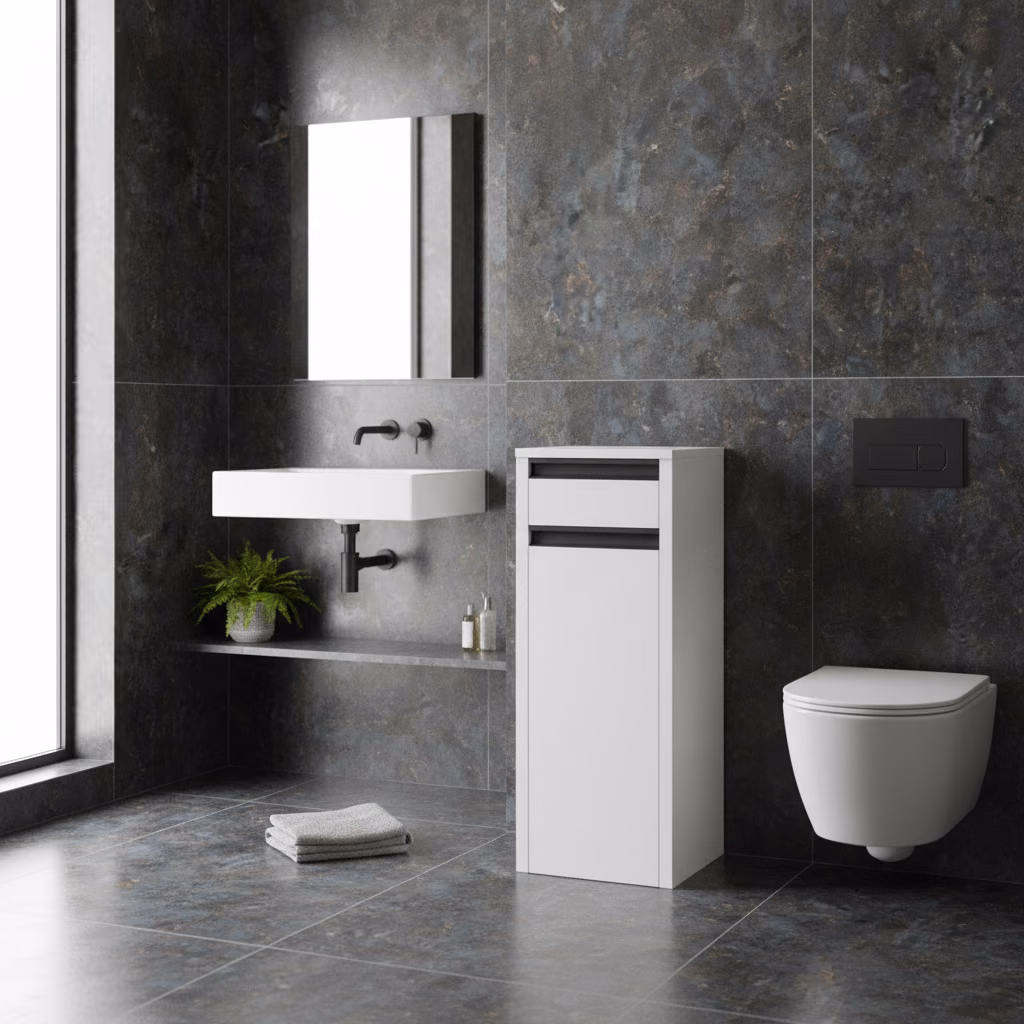Kale Vista 35 Cm Mat Beyaz Çamaşır Sepeti Dolabı 2