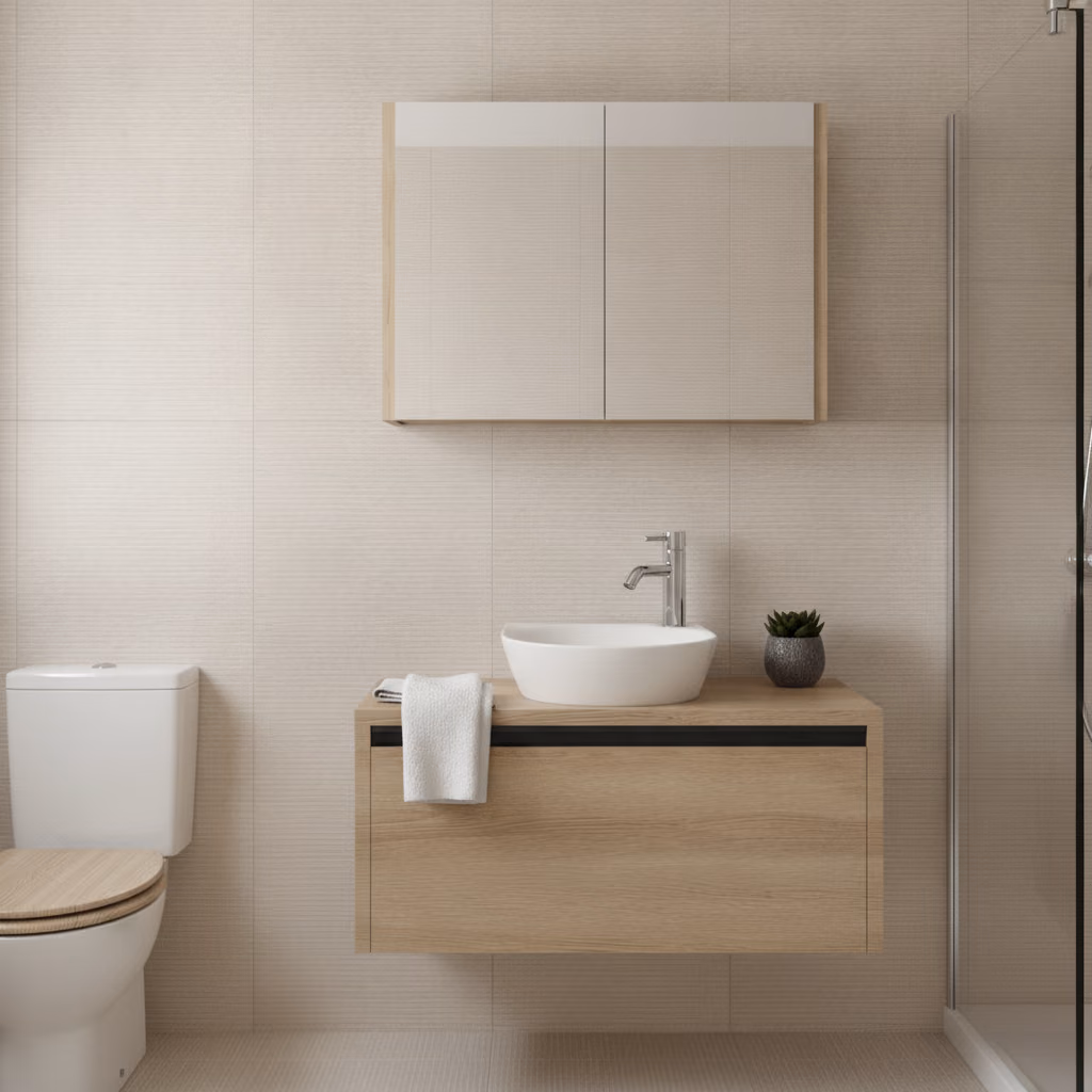 Kale Vista 100 Cm Koyu Meşe Banyo Dolabı Takımı 2