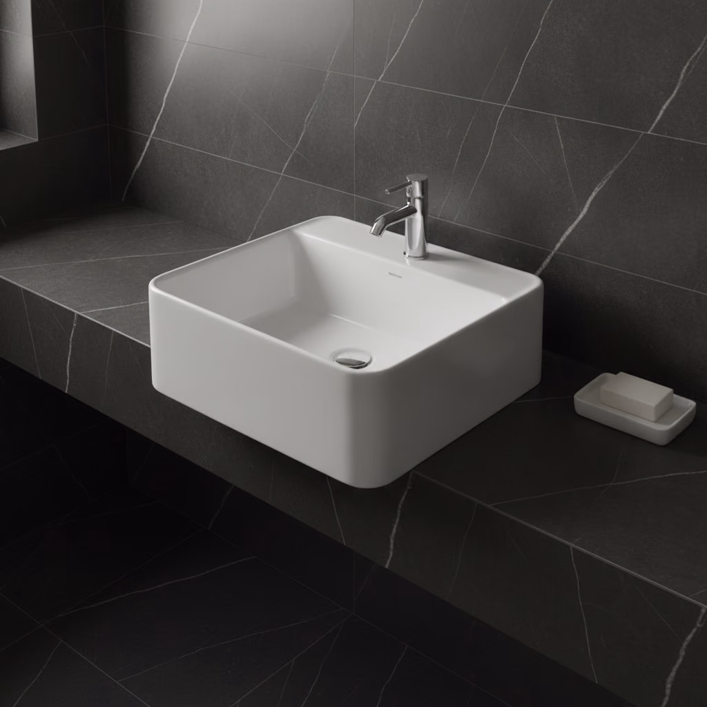 Kale I-Con 45 Cm Mat Beyaz Kare Lavabo 2