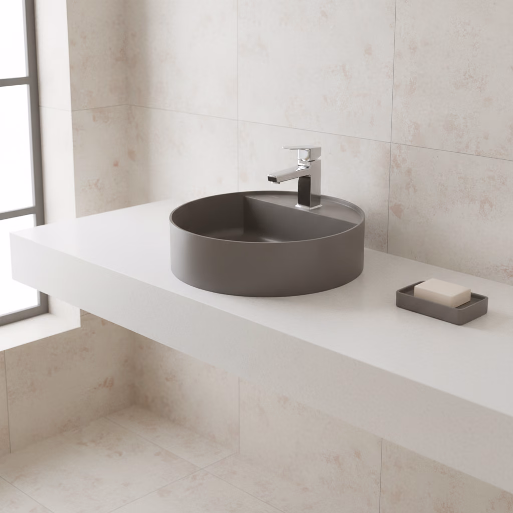 Kale Smartedge 45 Cm Mat Antrasit Yuvarlak Lavabo 2