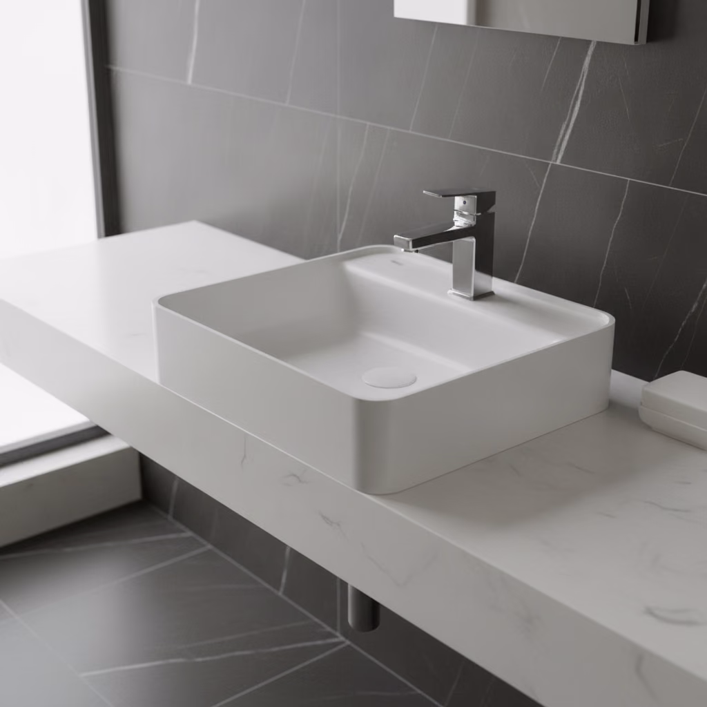 Kale Smartedge 45x45 Cm Mat Beyaz Lavabo 2