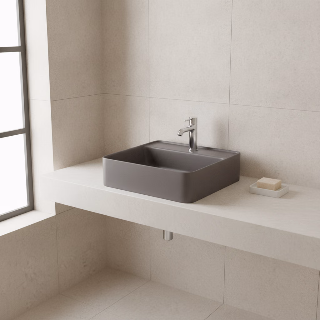 Kale Smartedge 45X45 Cm Mat Antrasit Kare Lavabo 2