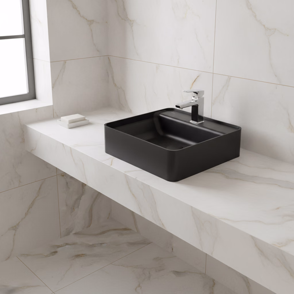 Kale Smartedge 45x45 Cm Mat Siyah Kare Lavabo 2