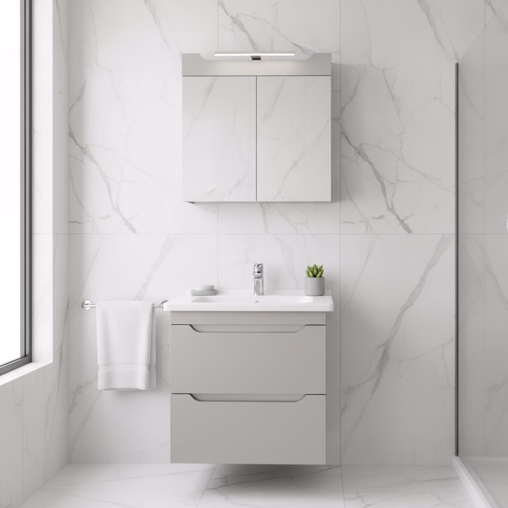 Kale Casilla 65 Cm Satin Gri Banyo Dolabı Takımı (Ayna Dolabı) 2
