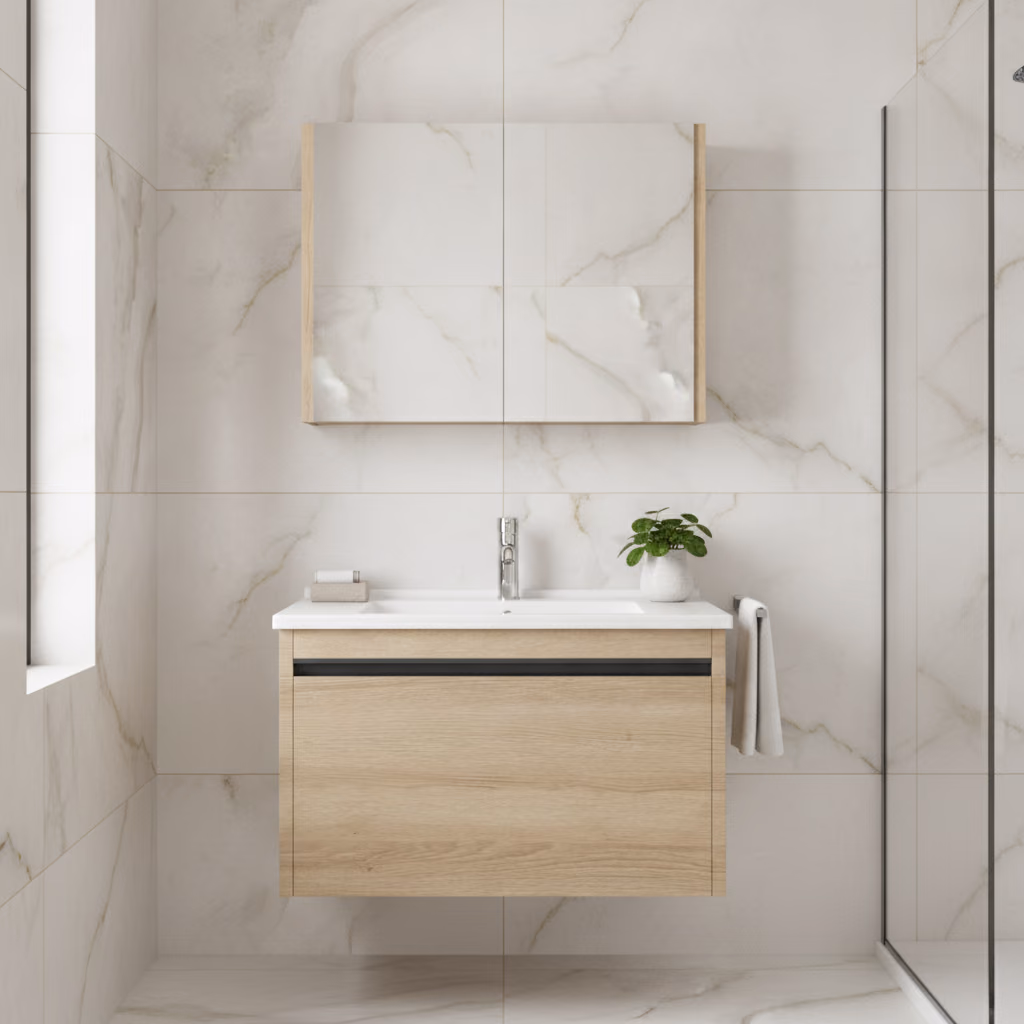 Kale Vista 100 Cm Koyu Meşe Banyo Dolabı Takımı 610100201224 2