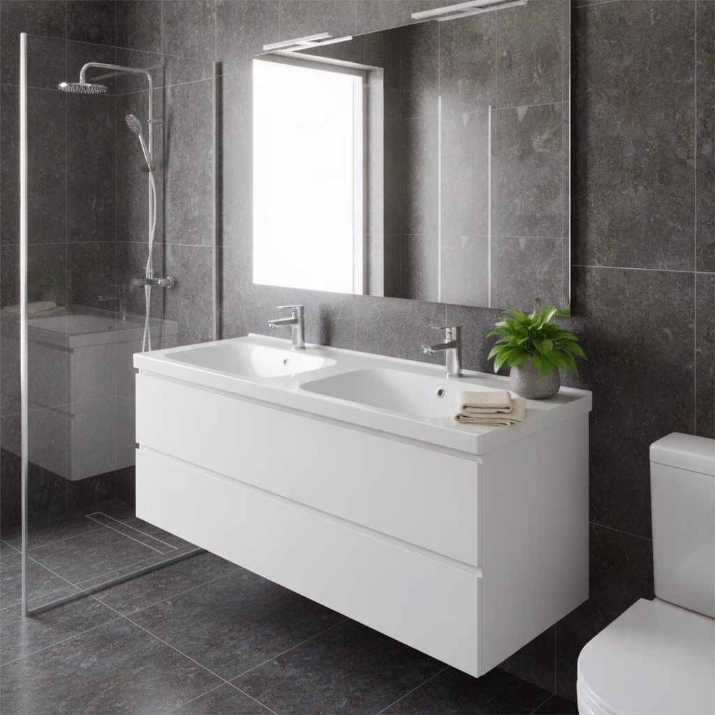 Kale Idea 2.0 120x45 Cm Çift Hazneli Etajerli Lavabo 2
