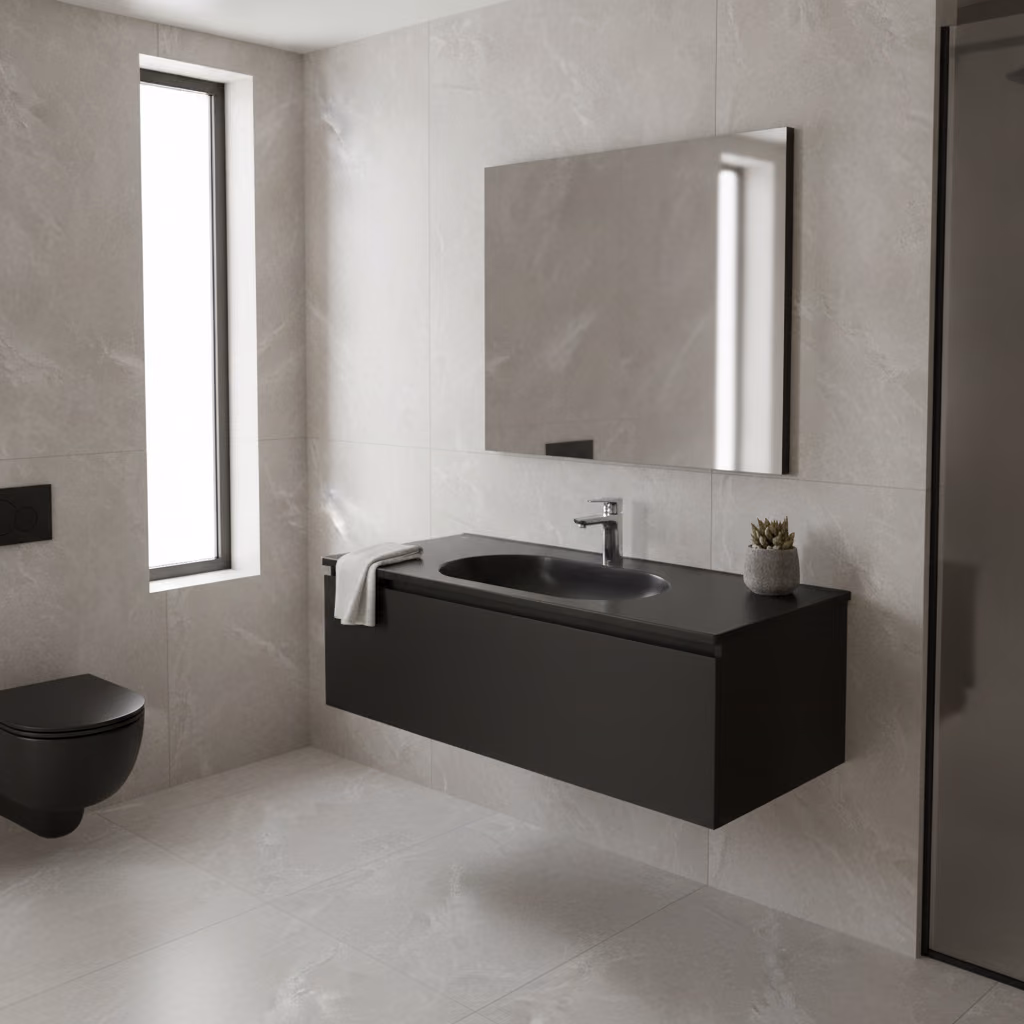 Kale Zero 2.0 80x50 Cm Mat Siyah Etajerli Lavabo 2