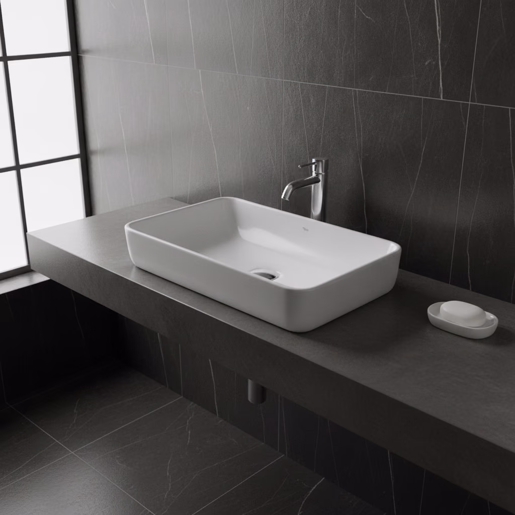Kale Zero 2.0 60x40 Cm Mat Beyaz Dikdörtgen Çanak Lavabo 2