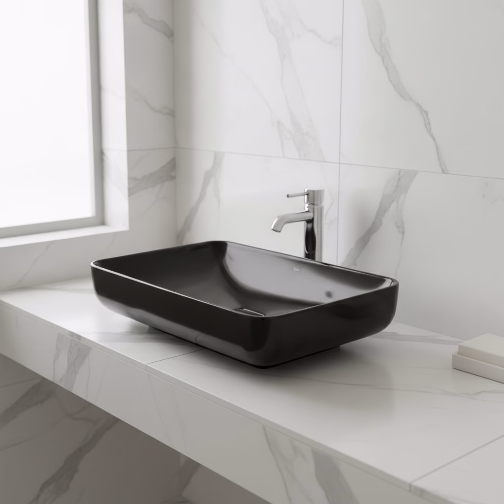 Kale Zero 2.0 60x40 Cm Siyah Dikdörtgen Çanak Lavabo 2