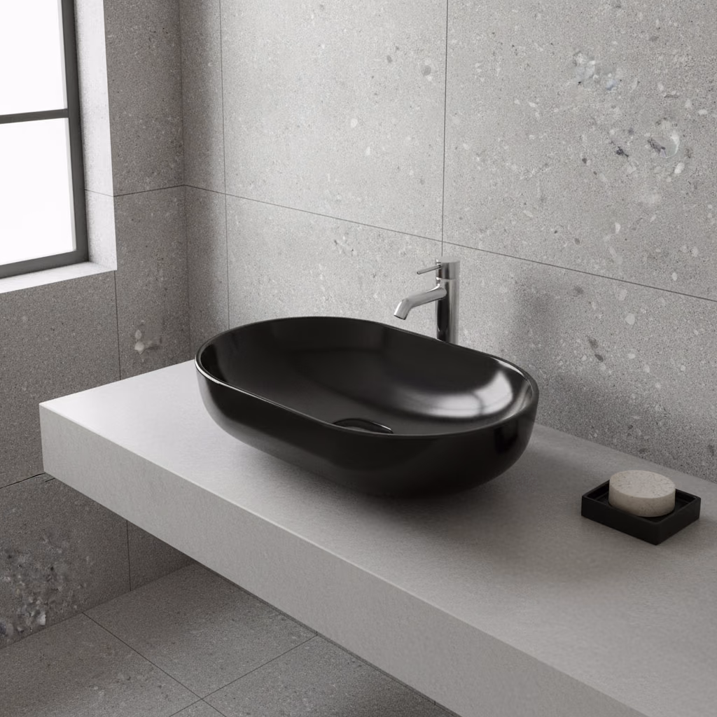 Kale Zero 2.0 60x40 Cm Siyah Oval Çanak Lavabo 2