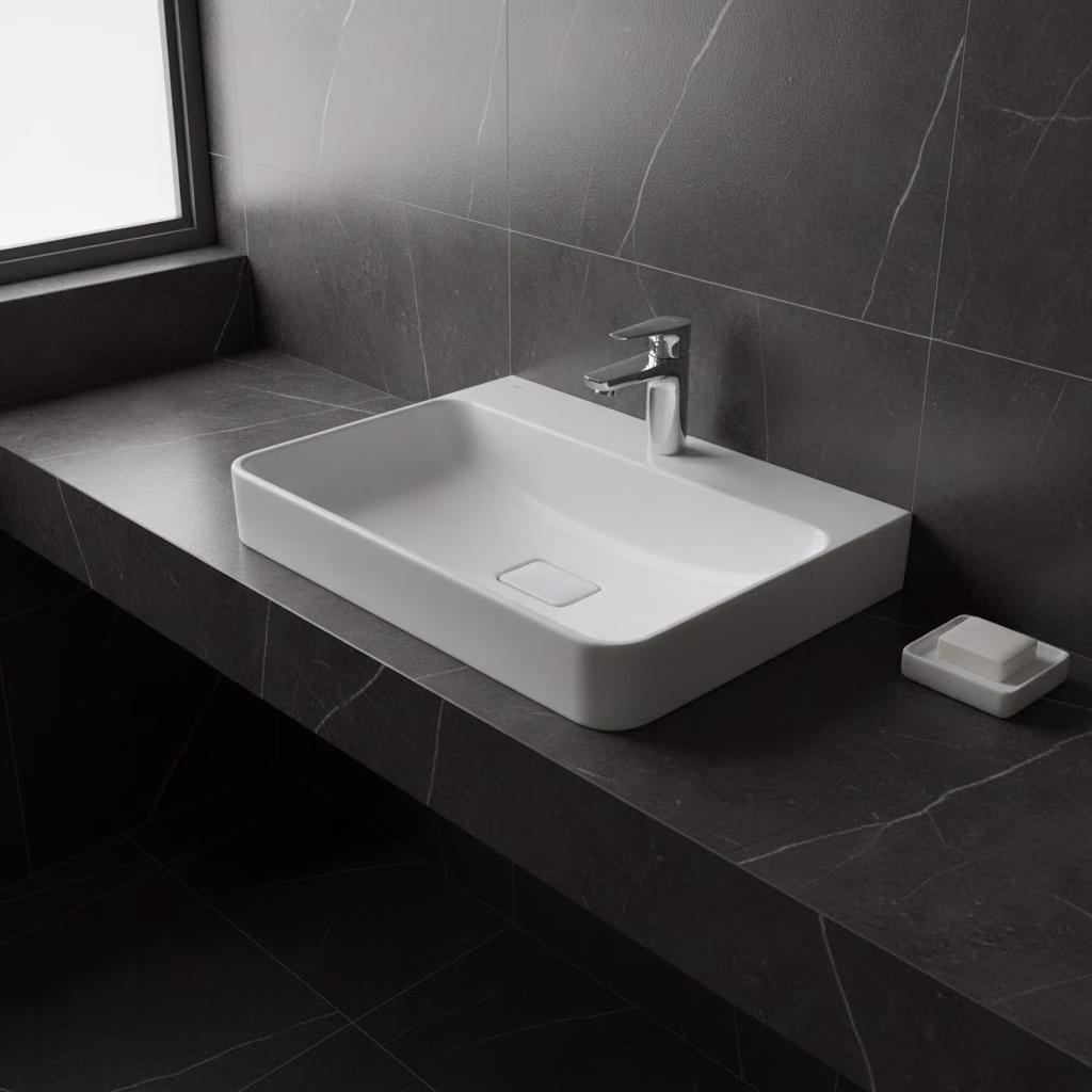 Kale Zero 2.0 60x45 Cm Mat Beyaz Dikdörtgen Tezgah Üzeri Lavabo 2