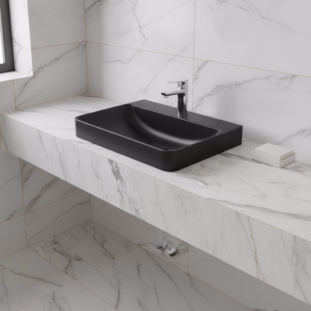 Kale Zero 2.0 60x45 Cm Mat Siyah Dikdörtgen Tezgah Üzeri Lavabo 2