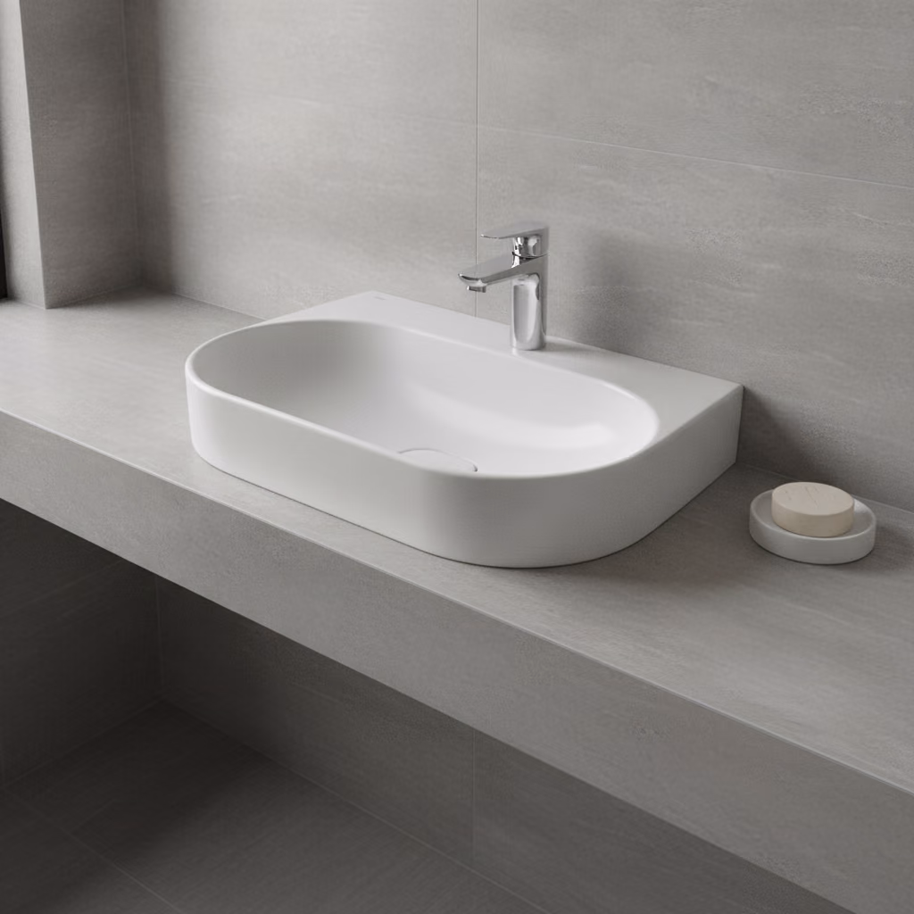 Kale Zero 2.0 60x45 Cm Mat Beyaz Oval Tezgah Üzeri Lavabo 2
