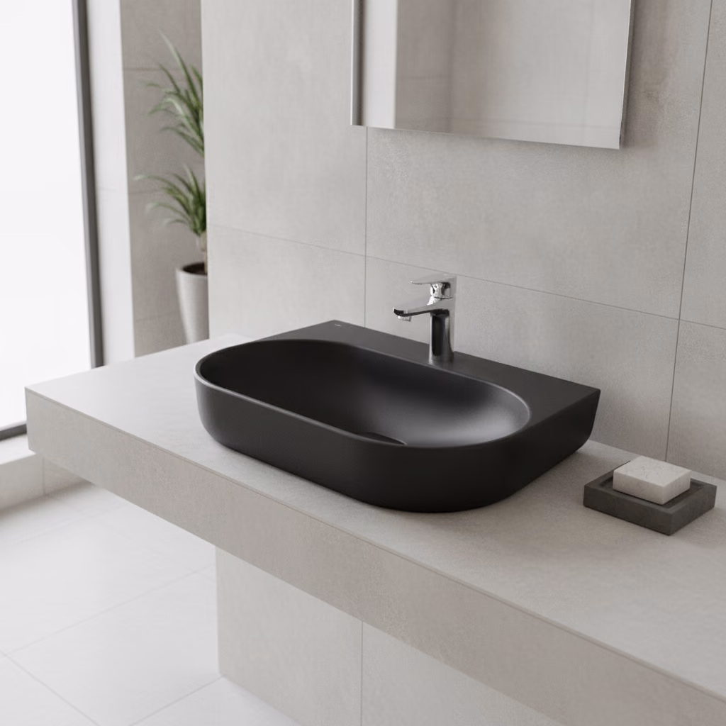 Kale Zero 2.0 60x45 Cm Mat Siyah Oval Tezgah Üzeri Lavabo 2