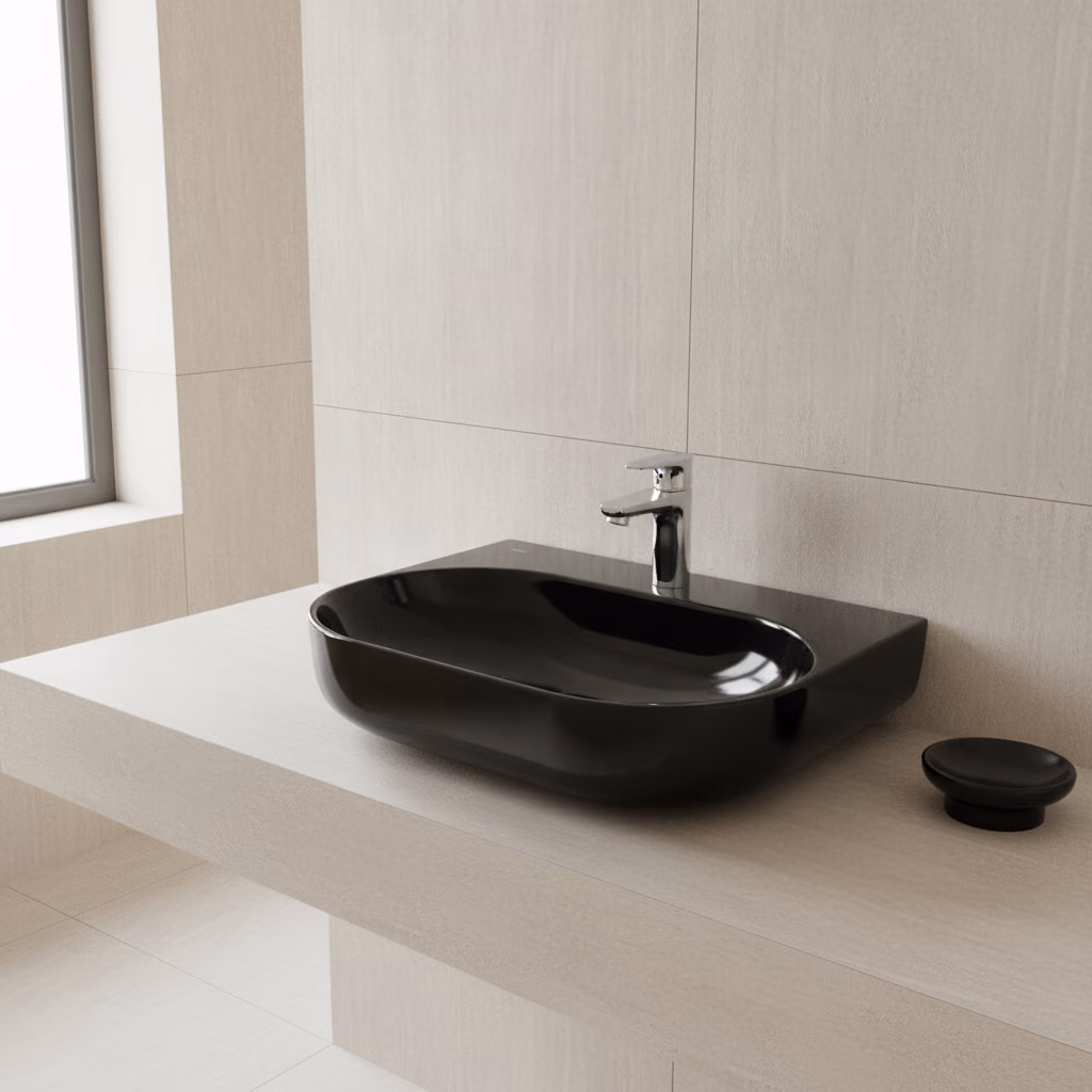 Kale Zero 2.0 60x45 Cm Siyah Oval Tezgah Üzeri Lavabo 2