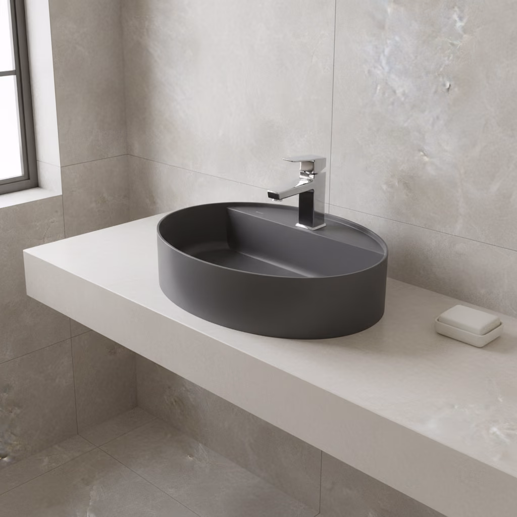 Kale Smartedge 40x50 Cm Mat Antrasit-Gri Oval Lavabo 2