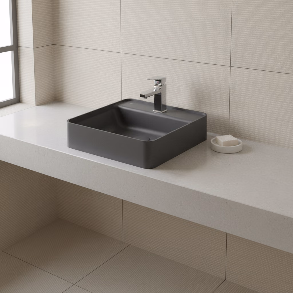 Kale Smartedge 45x45 Cm Mat Antrasit-Gri Kare Lavabo 2