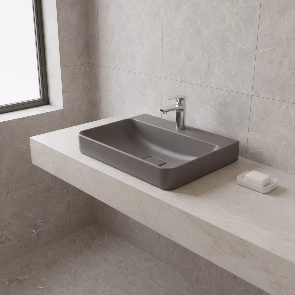 Kale Zero 2.0 60x45 Cm Mat Antrasit-Gri Dikdörtgen Tezgah Üzeri Lavabo 2