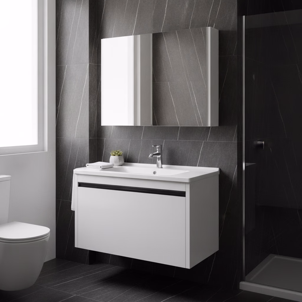 Kale Vista 100 Cm Mat Beyaz Lavabo Dolabı Takımı 2