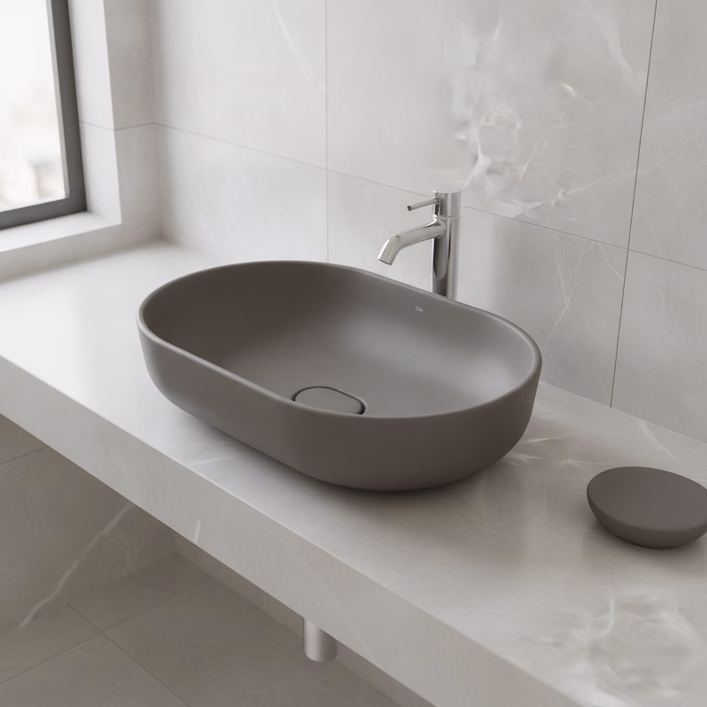 Kale Zero 2.0 60x40 Cm Mat Antrasit-Gri Oval Çanak Lavabo 2
