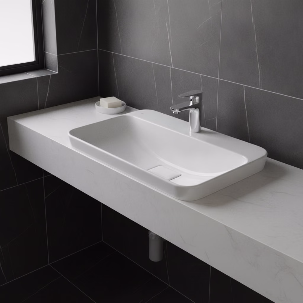 Kale Zero 2.0 60x40 Cm Yarı Gömme Dikdörtgen Lavabo 2