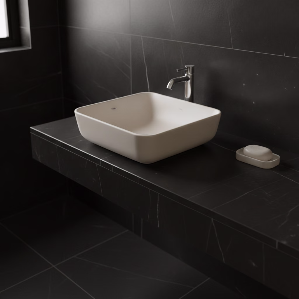 Kale Zero 2.0 40x40 Cm Mat İnci Kare Çanak Lavabo 2