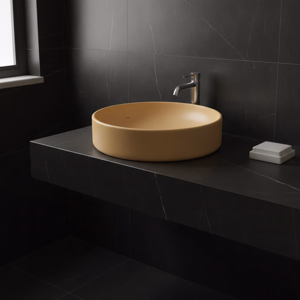 Kale Zero 2.0 40 Cm Mat Sarı Yuvarlak Çanak Lavabo 2