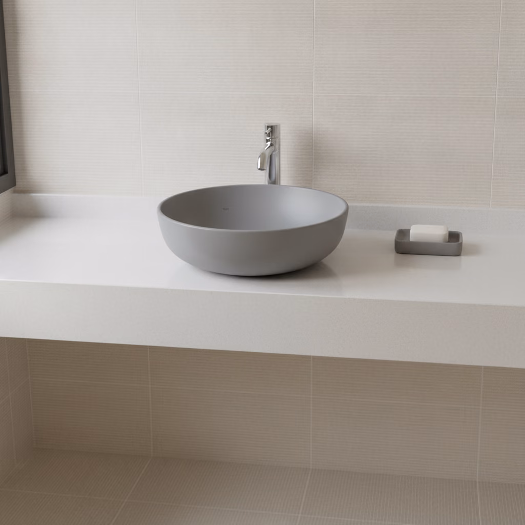 Kale Zero 2.0 40 Cm Mat Taş Gri Yuvarlak Çanak Lavabo 2