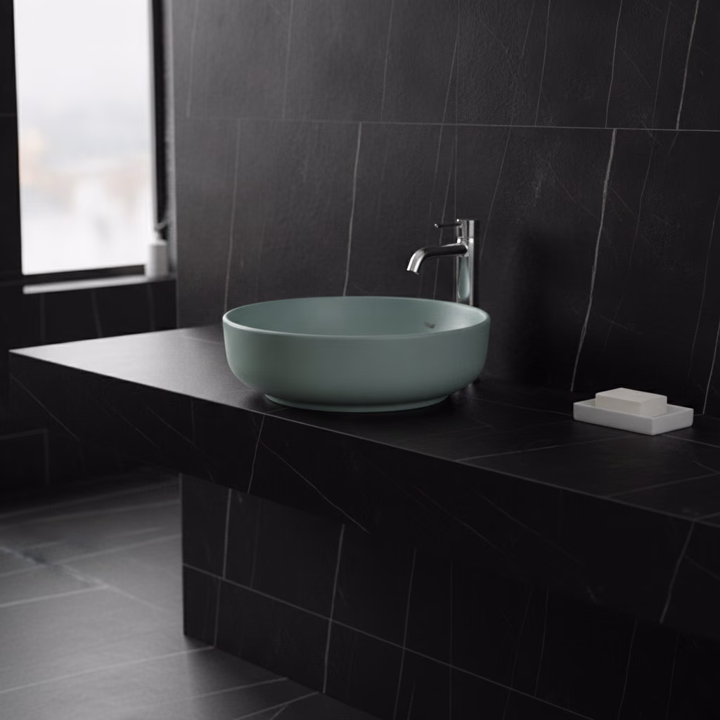 Kale Zero 2.0 40 Cm Mat Adaçayı Yeşili Yuvarlak Çanak Lavabo 2