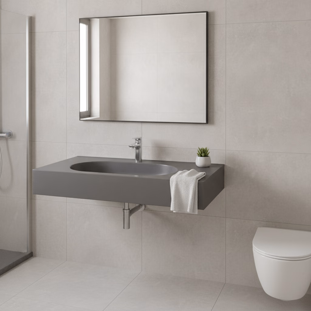 Kale Zero 2.0 100x50 Cm Mat Antrasit Gri Etajerli Lavabo 2