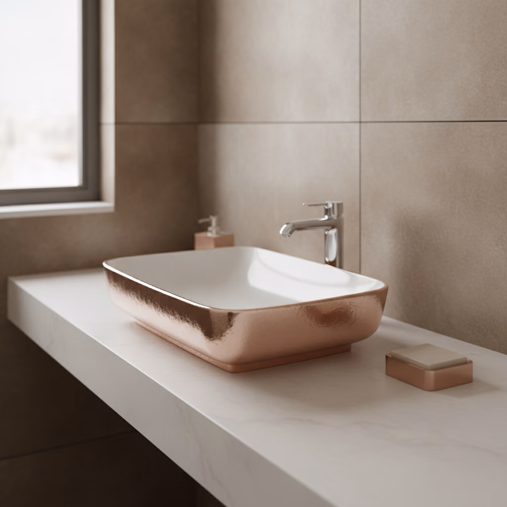 Kale Dove 2.0 60x40 Cm Beyaz-Bronz Dikdörtgen Çanak Lavabo 2