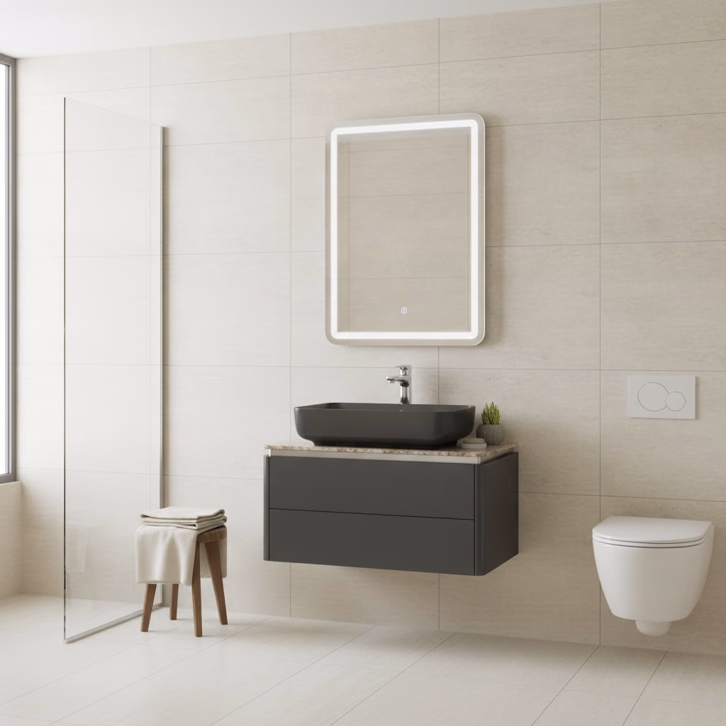 Kale Lotus 80 Cm Mat Siyah-Asteroid Banyo Dolabı Takımı 610100201417 2