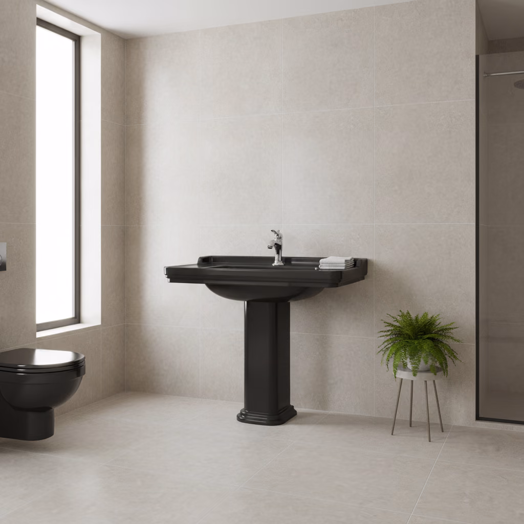 Kale Petra 90x50 Cm Siyah Etajerli Lavabo 2