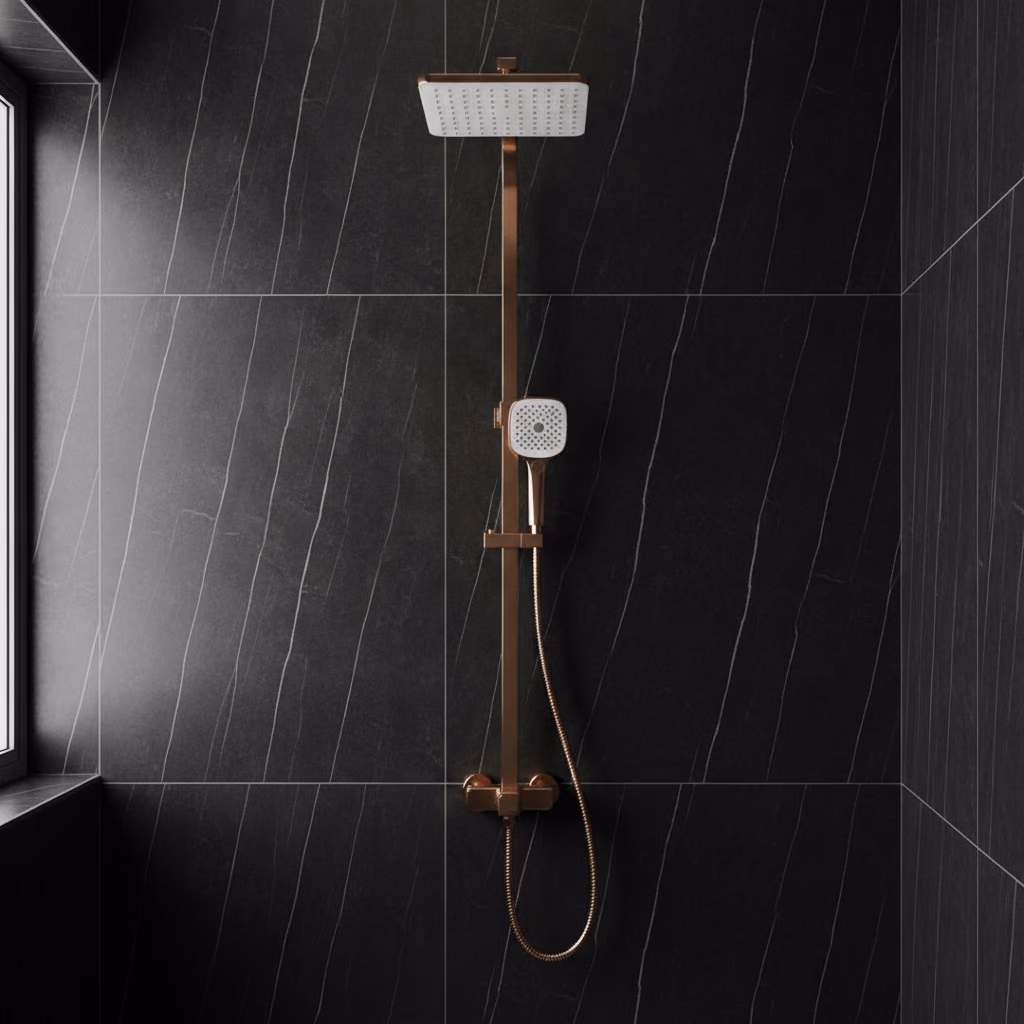 Kale Rain Square Push Buton Rose Gold Kare Duş Barı 2