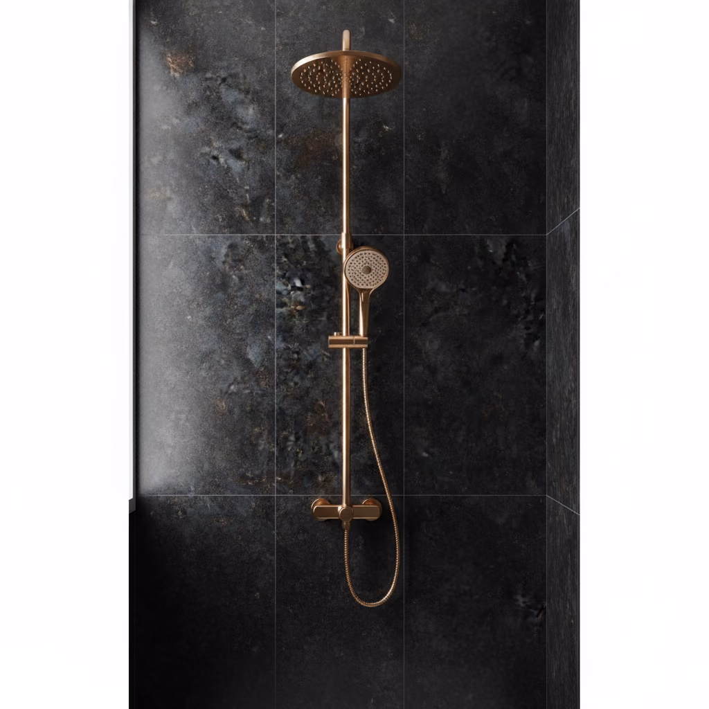 Kale Rain Round Push Buton Rose Gold Yuvarlak Duş Barı 2