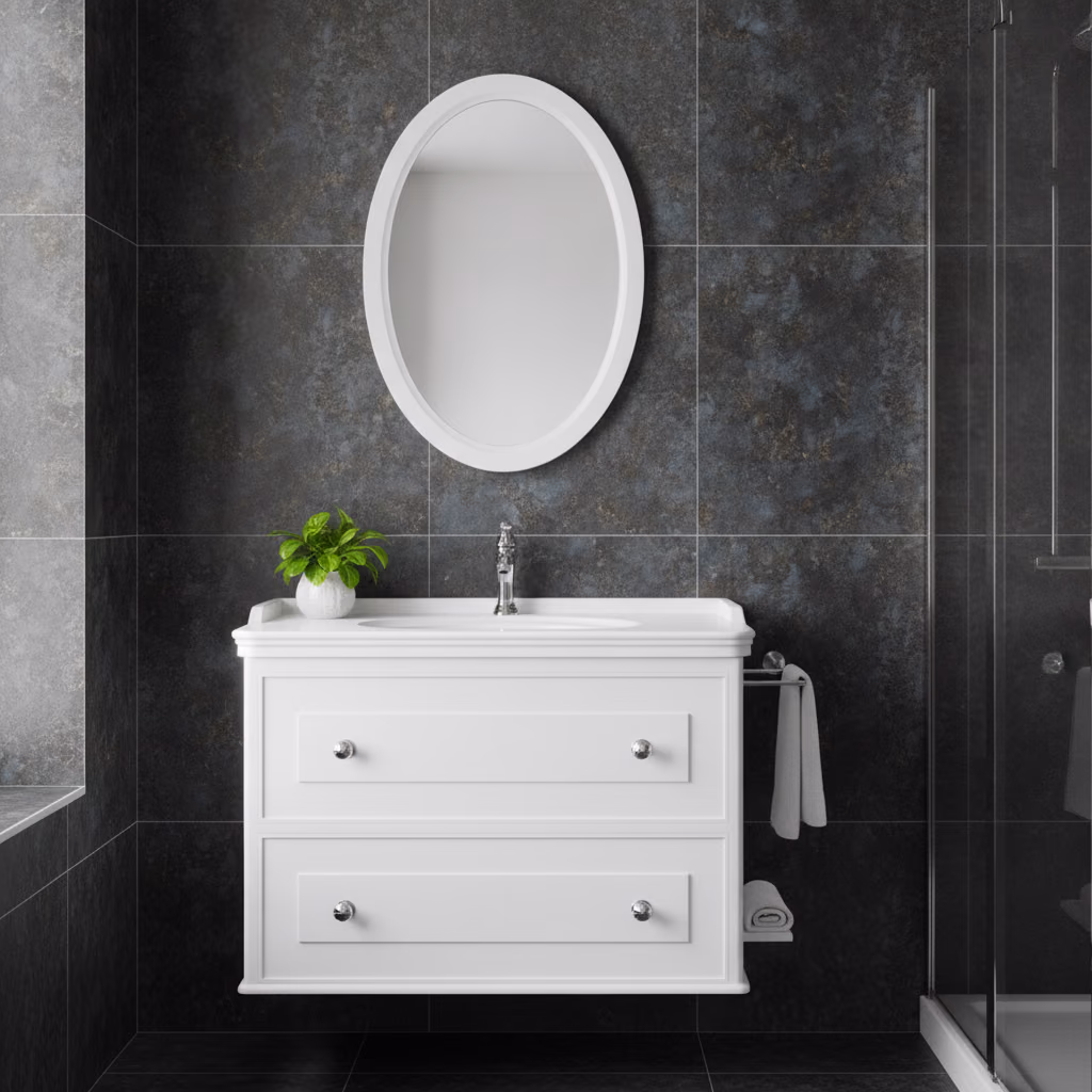Kale Miro 100 Cm Mat Beyaz Banyo Dolabı Takımı 2