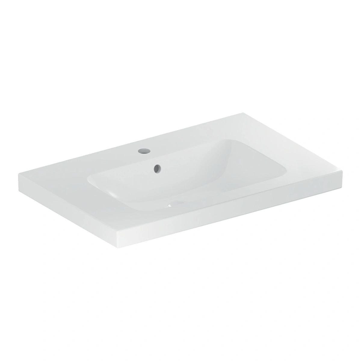 Geberit iCon Light 75 cm Etajerli Lavabo, Batarya Delikli