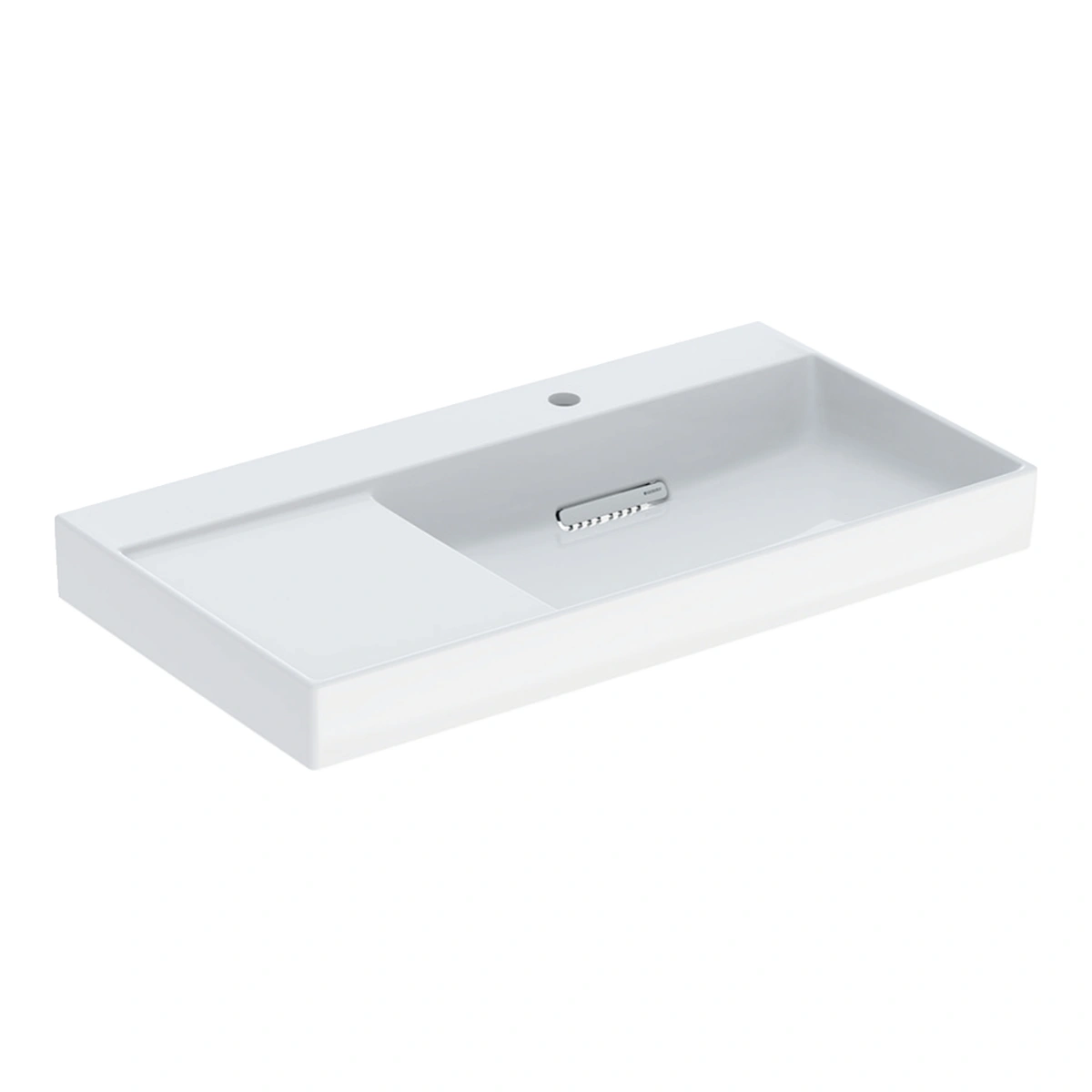 Geberit ONE CleanDrain 90 cm Sol Etajerli Lavabo, Batarya Delikli